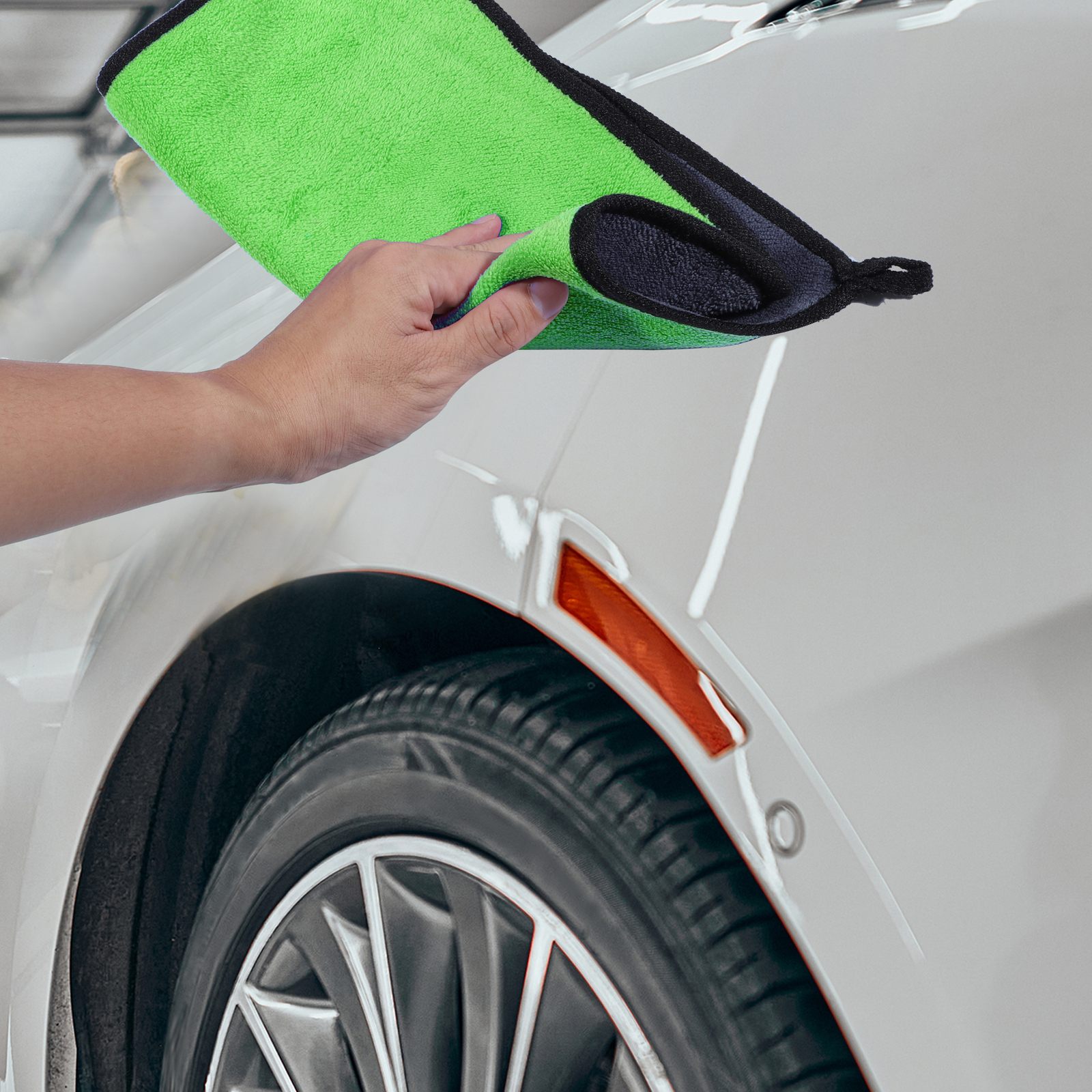 40 x 40cm 600GSM Microfiber Absorbent Car Drying Cloth Gray Green Item of 3