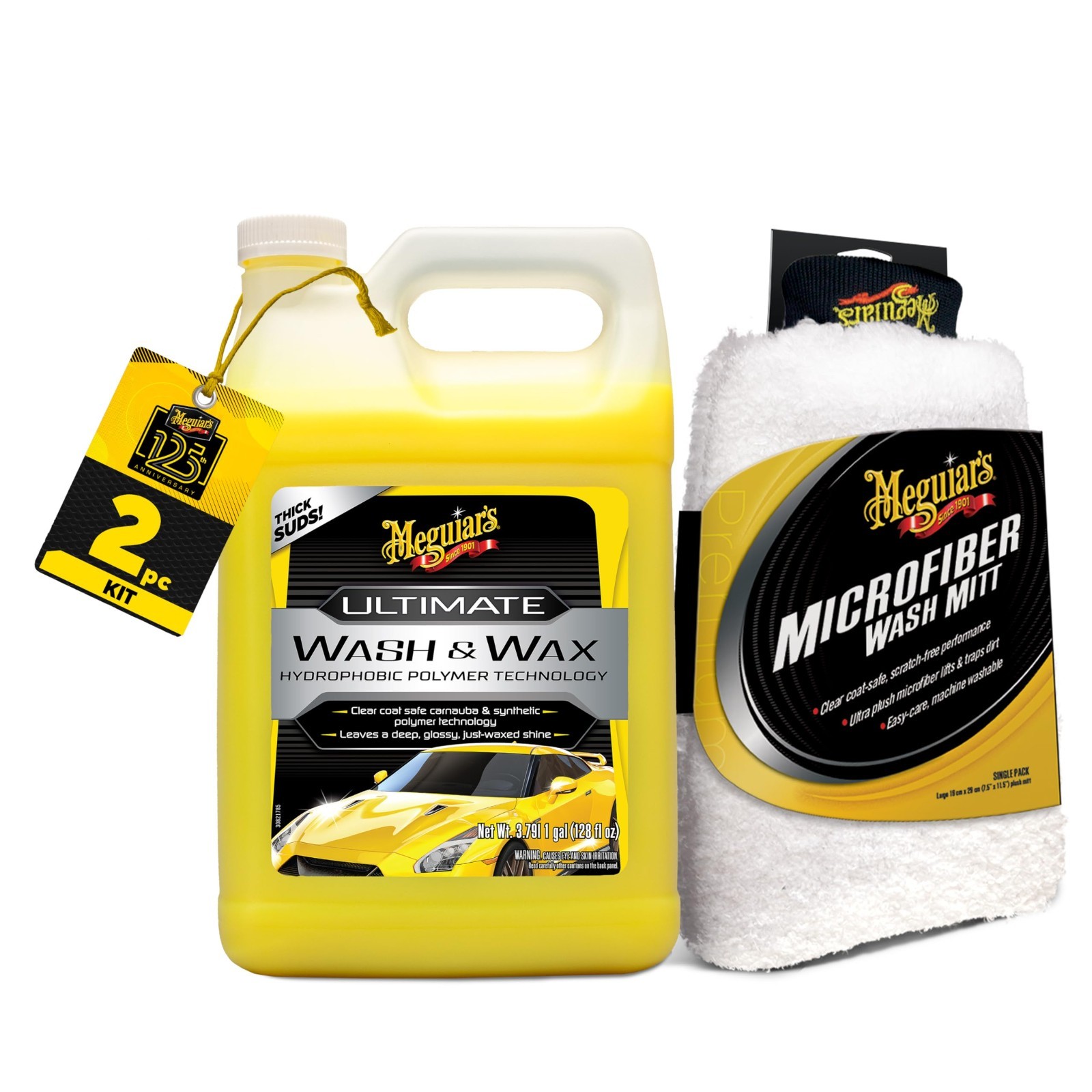 Ultimate Car Wash Bundle – 1 Gallon Wash & Wax Soap, Extra Wax Protection, Micro