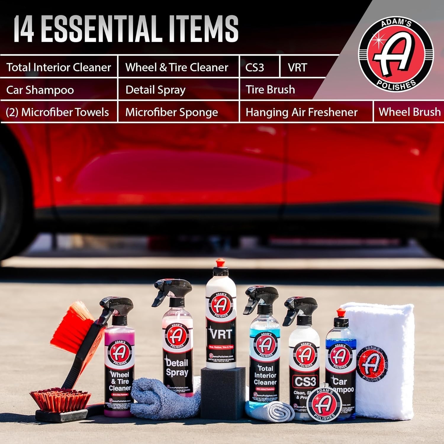 Adam’s Essential 14-Piece Car Wash Kit Auto Detailing Supplies for Cars & Trucks