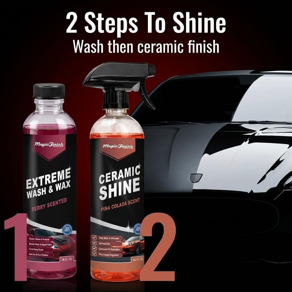 Magic Finish Car Wash & Ceramic Shine Bundle – Extreme Berry Foam Wash + Ceramic