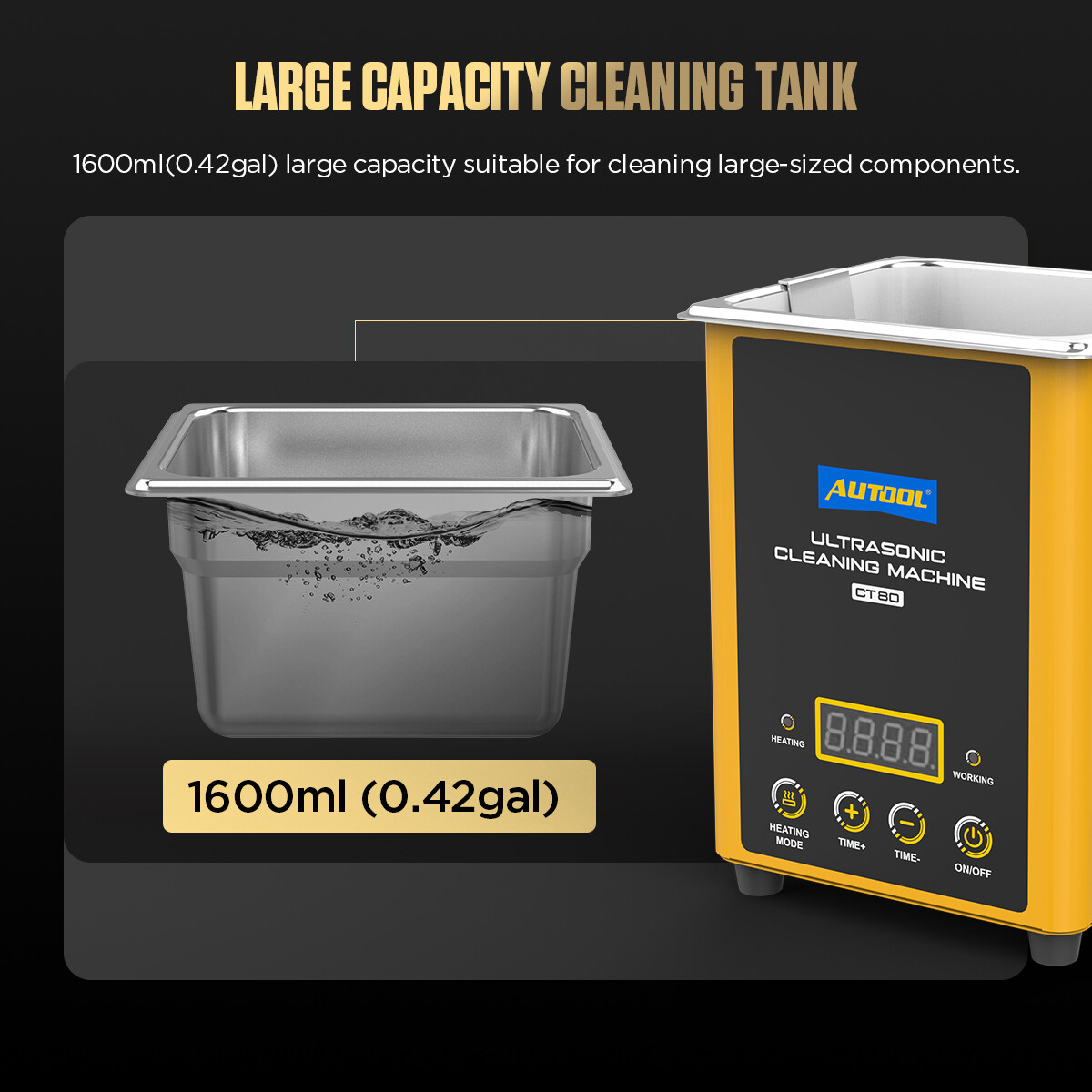 Ultrasonic Heating Cleaning Cleaner w/Timer Fuel Injector Jewelry Ring Glasses