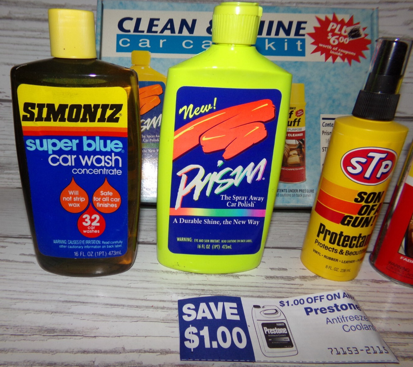 VTG Clean & Shine Car Care Kit Movie Prop Bottle Car Full Simoniz STP Prism