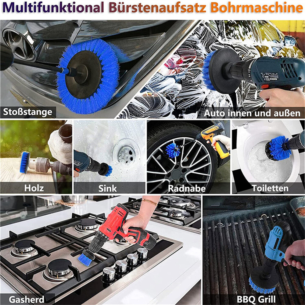 6pcs Home Electric Drill Bristle Head Home Car Cleaning Kit Combo Universal