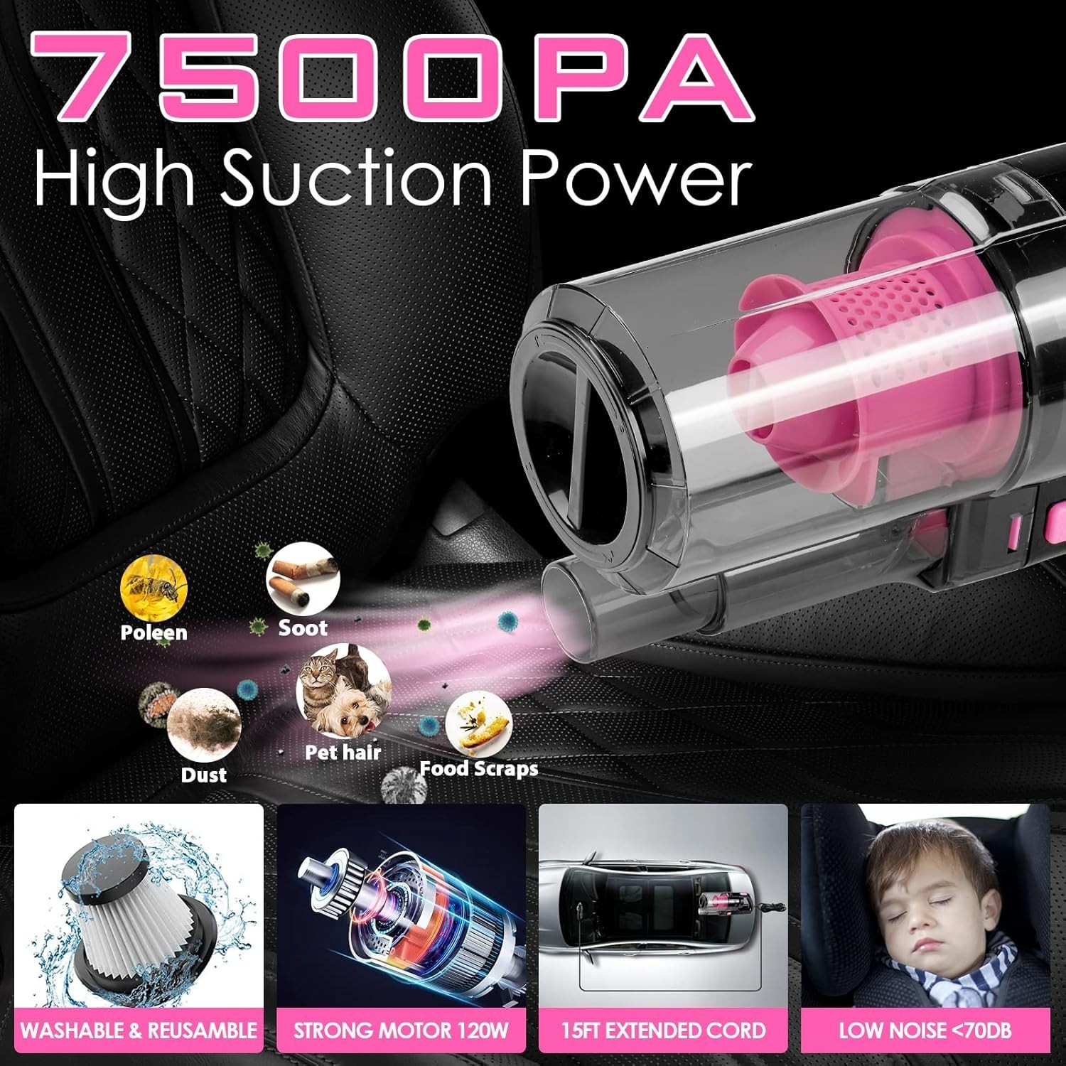 Pink Car Interior Detailing Kit – Complete Accessories