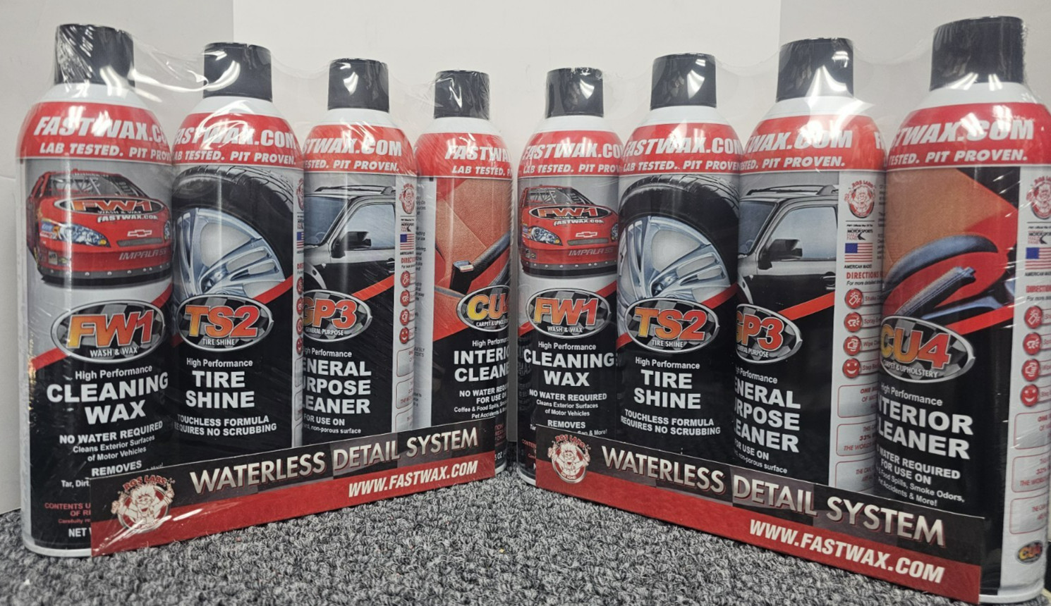 Lot of 2, 4 Pack Waterless Detail System, FastWax FW1 TS2 GP3 CU4