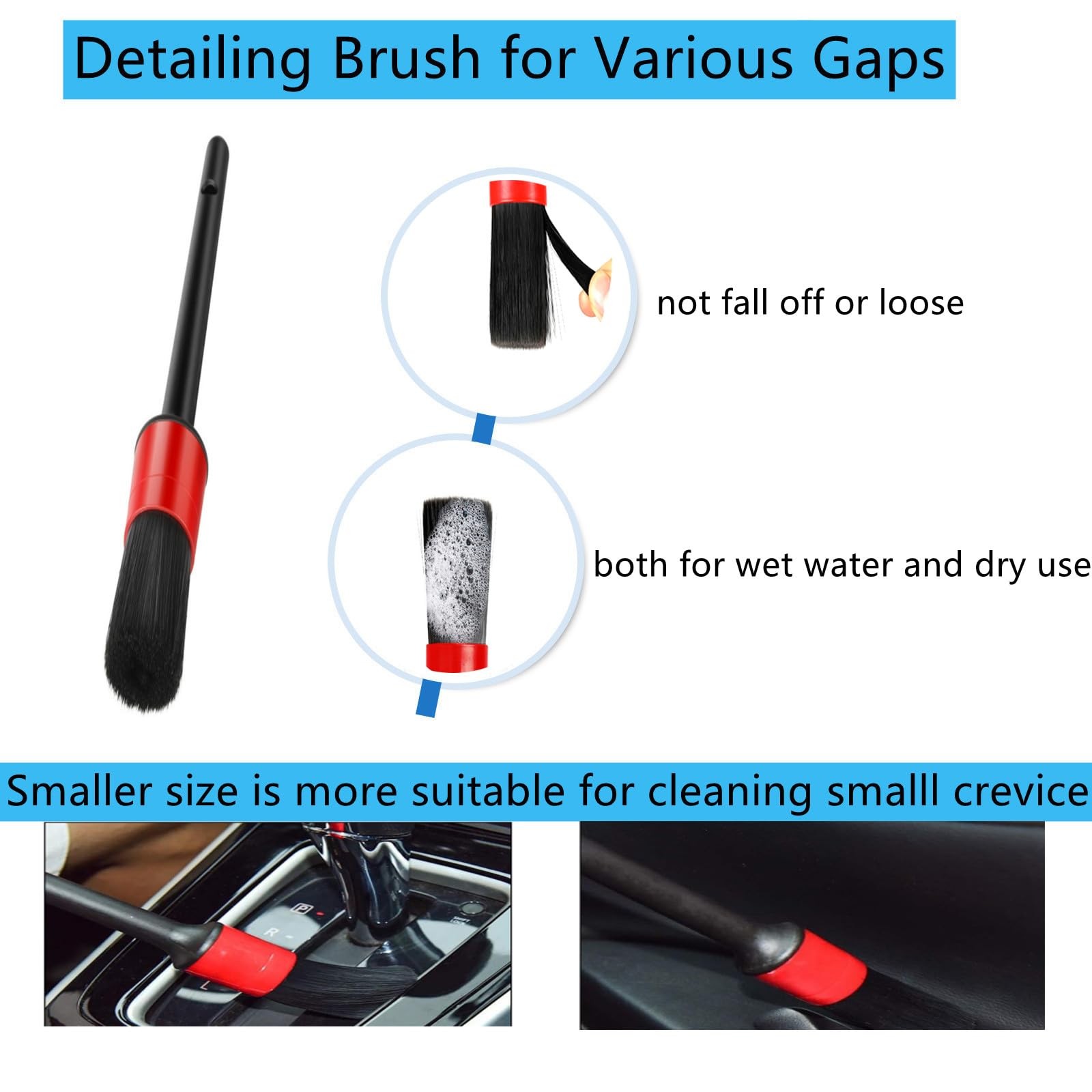Car Interior Duster Detail Brush Cleaning Gel Kit, Soft Dash Vent Dusting Sli…