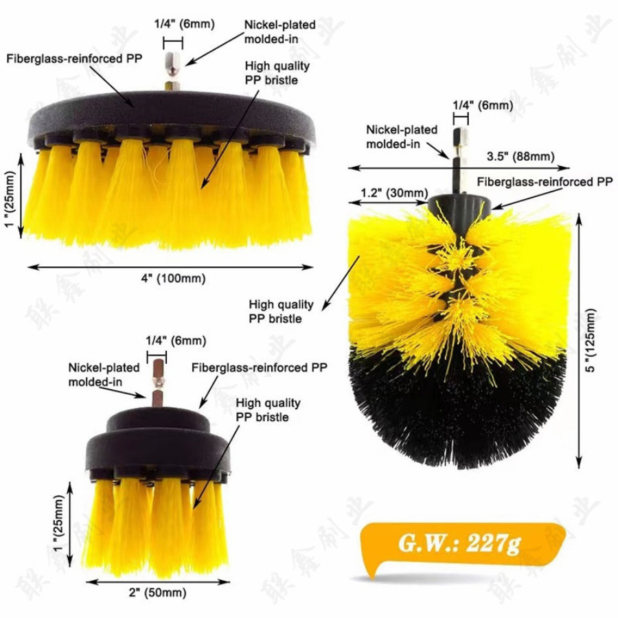 4pcs Home Drill Brush Attachment Power Scrubber Car Clean Kit Combo Scrub Basin