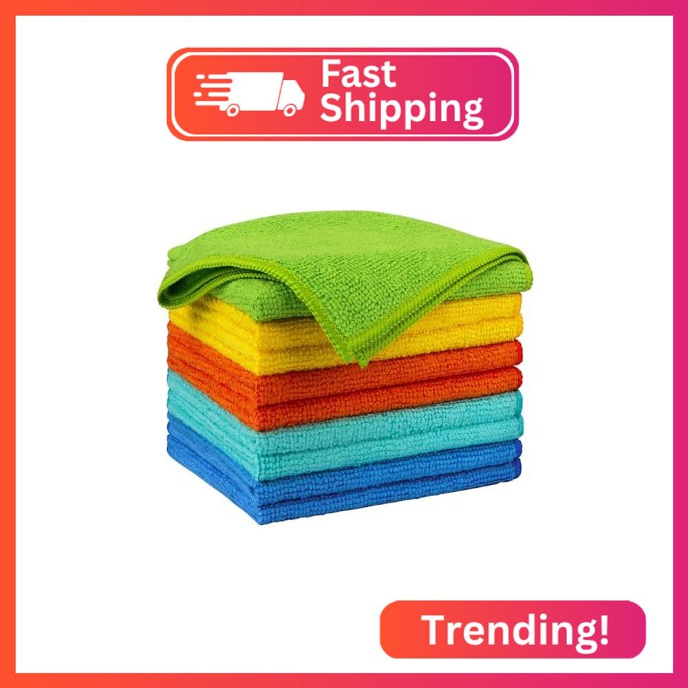 AIDEA Microfiber Cleaning Cloth 10PK, Microfiber Towels for Cars 12″×12″