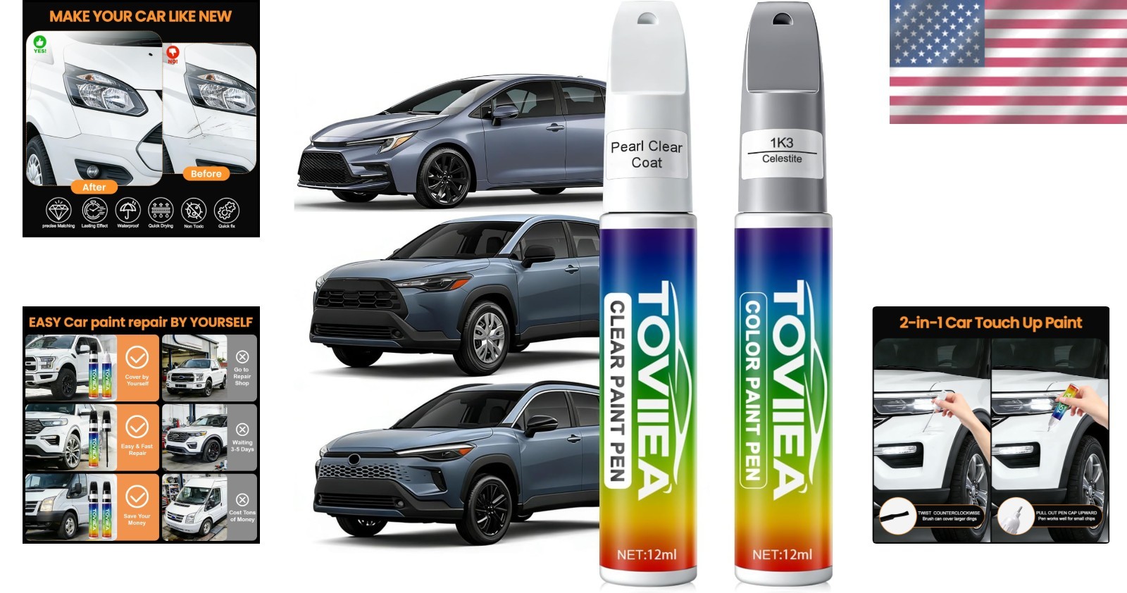 Quick-Drying Celestite Touch Up Paint – 2-in-1 Car Scratch Repair for Toyota
