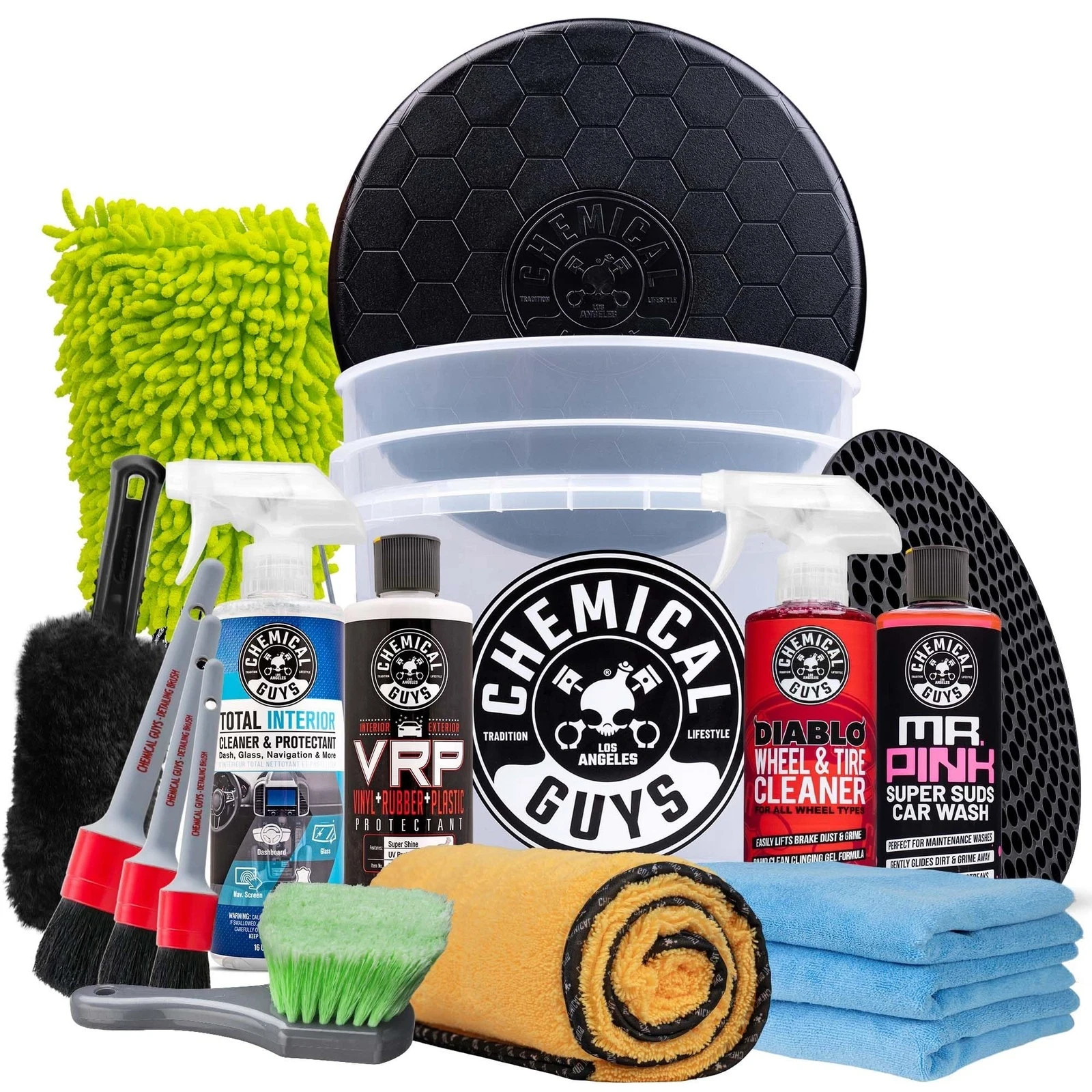 Car Detailing Kit 17 Piece Wash Soap Wheel Cleaner Brushes Chemical Guys Total