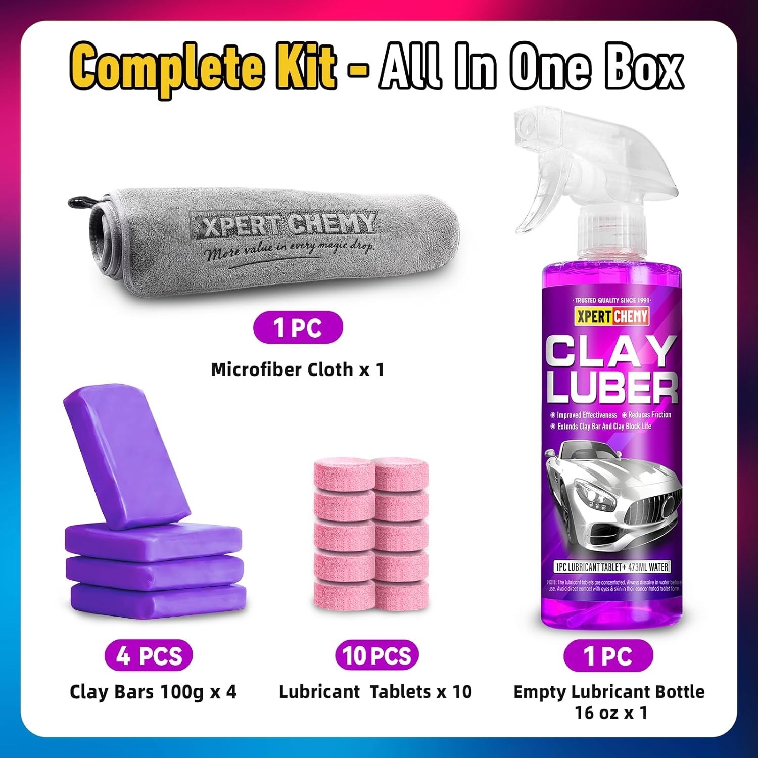 Car Clay Bars Auto Detailing 4 Pack 400g4x100g and Clay bar Lubricant Tablets…