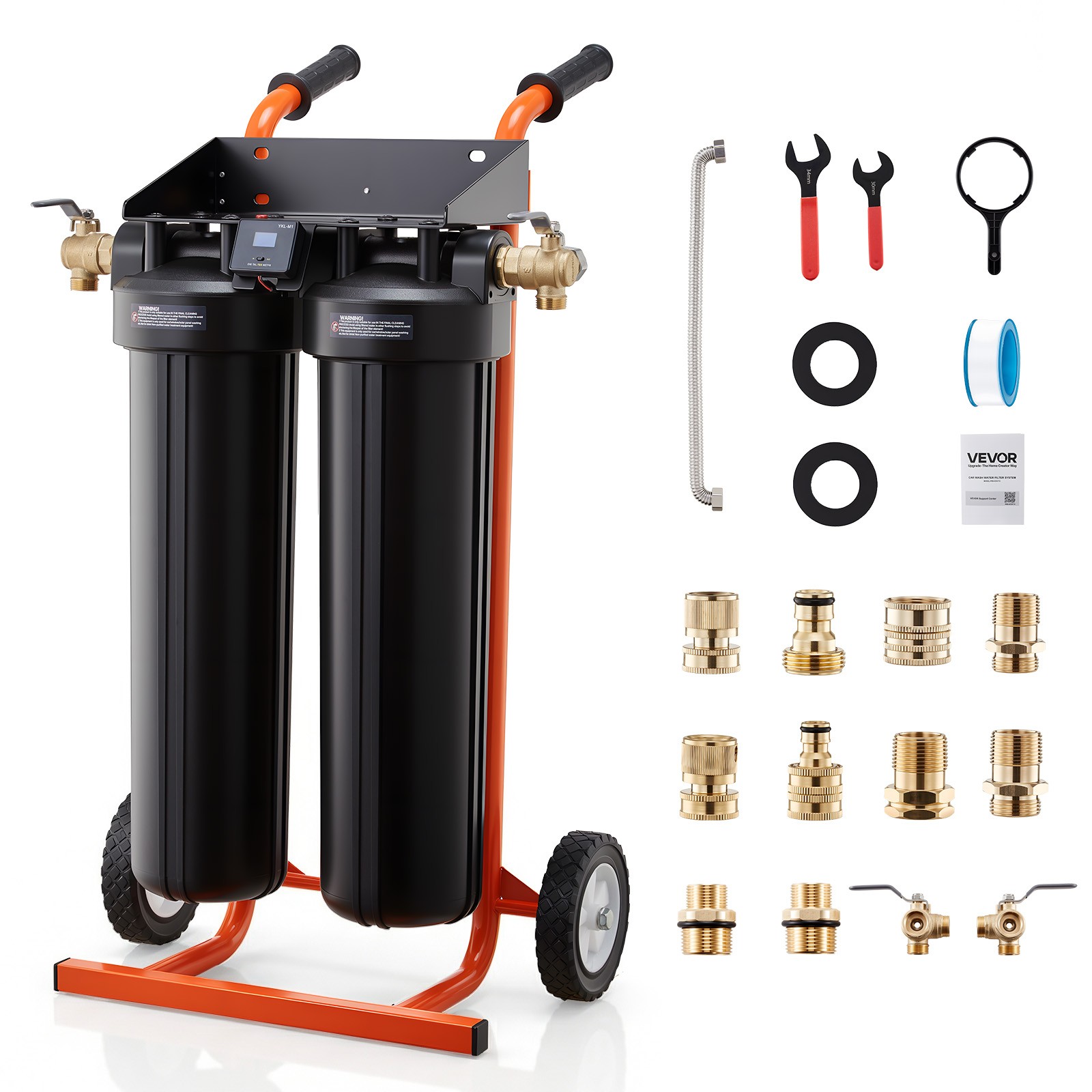 VEVOR Deionized Water System for Spotless Car Wash with 2 x 4L DI Resin & Bypass