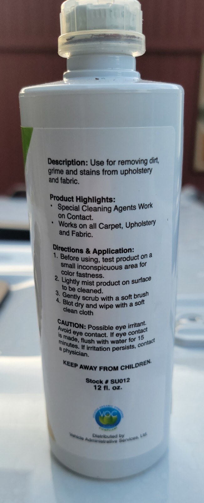 Sentinel Vehicle Appearance Protection. Fabric Cleaner 12oz NEW