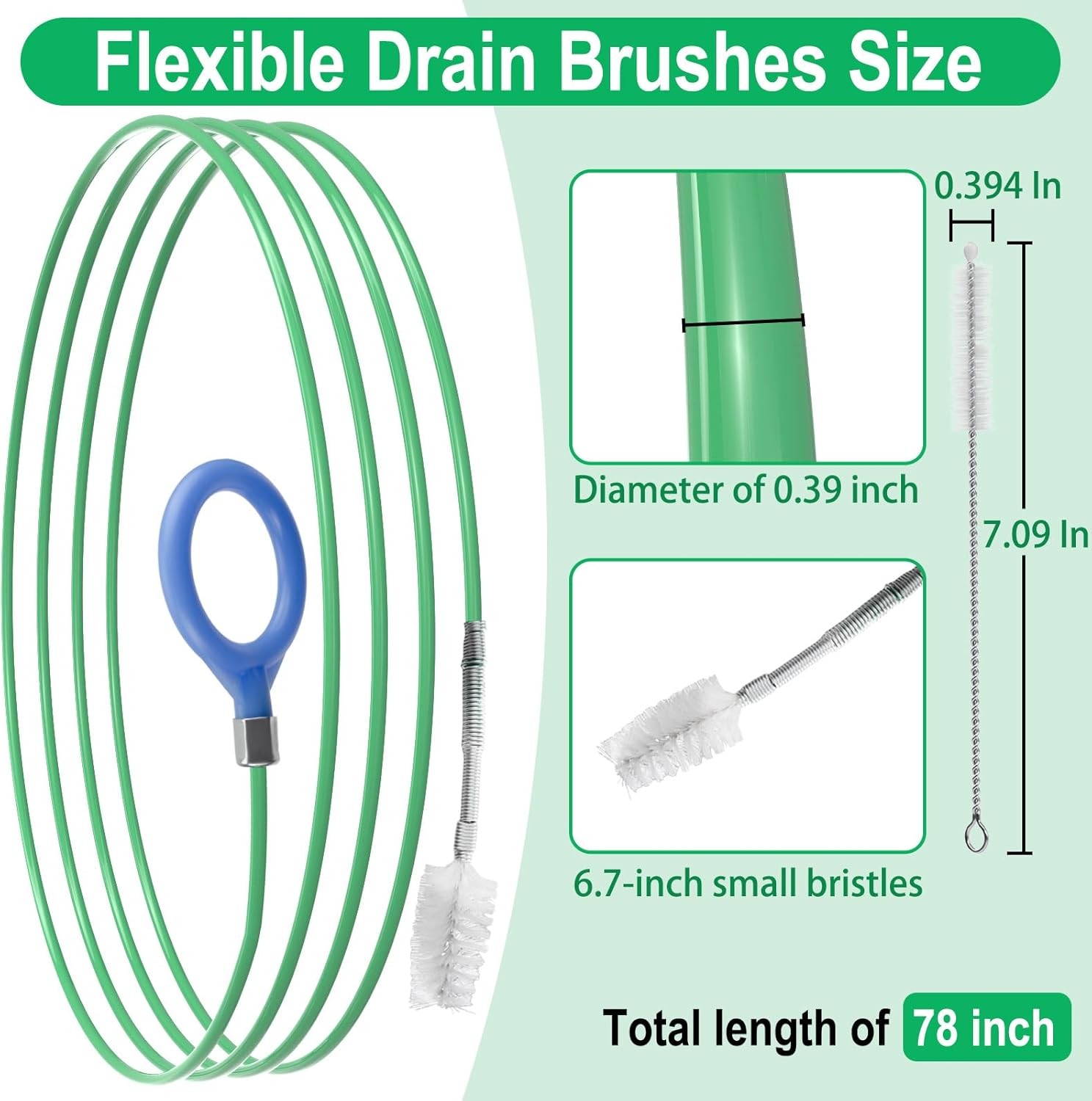 Auto Sunroof Drain Cleaning Tool 78In Flexible Tube Drain Brush Extra Long Pipe