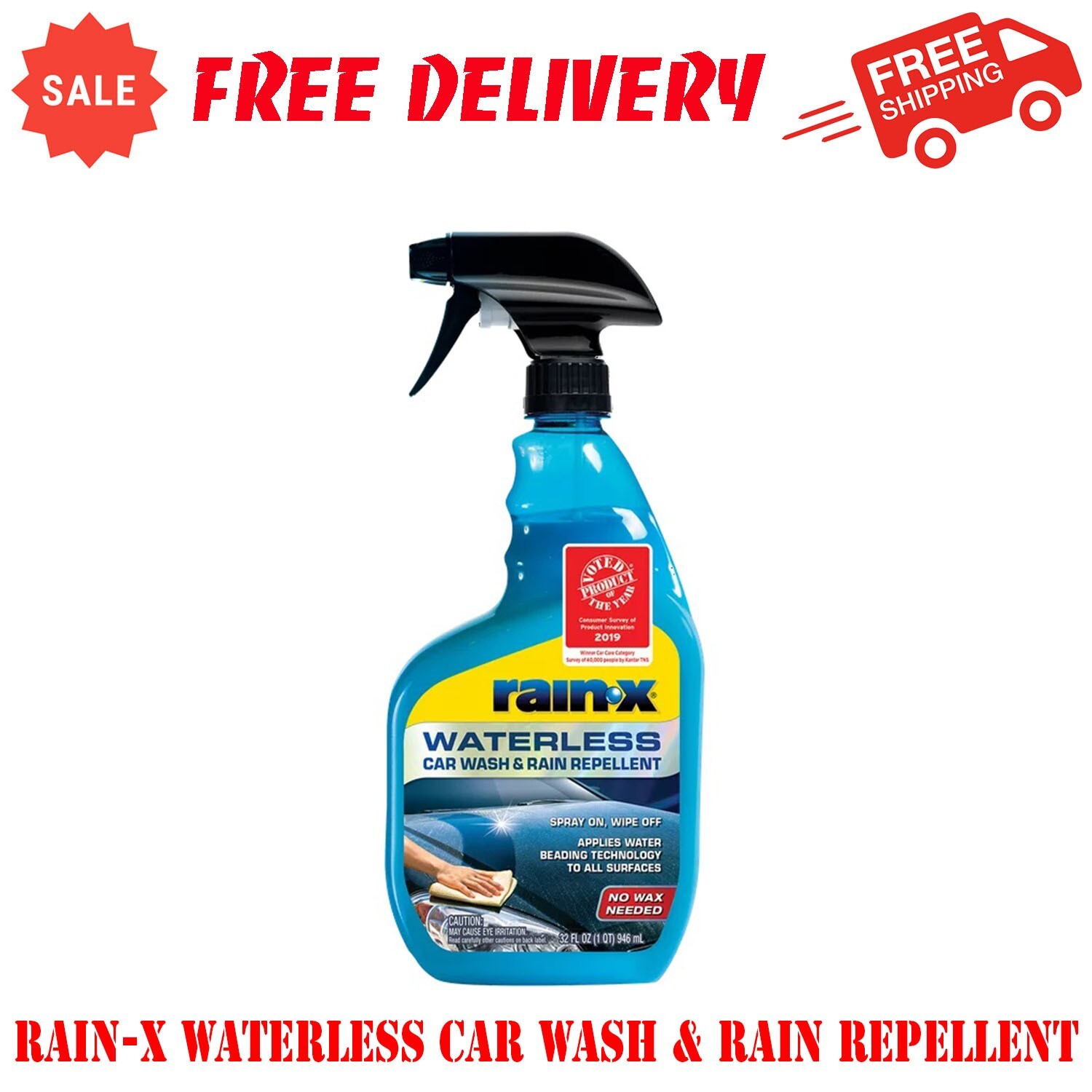 Rain-X Waterless Car Wash & Rain Repellent, Safe For All Exterior Surfaces