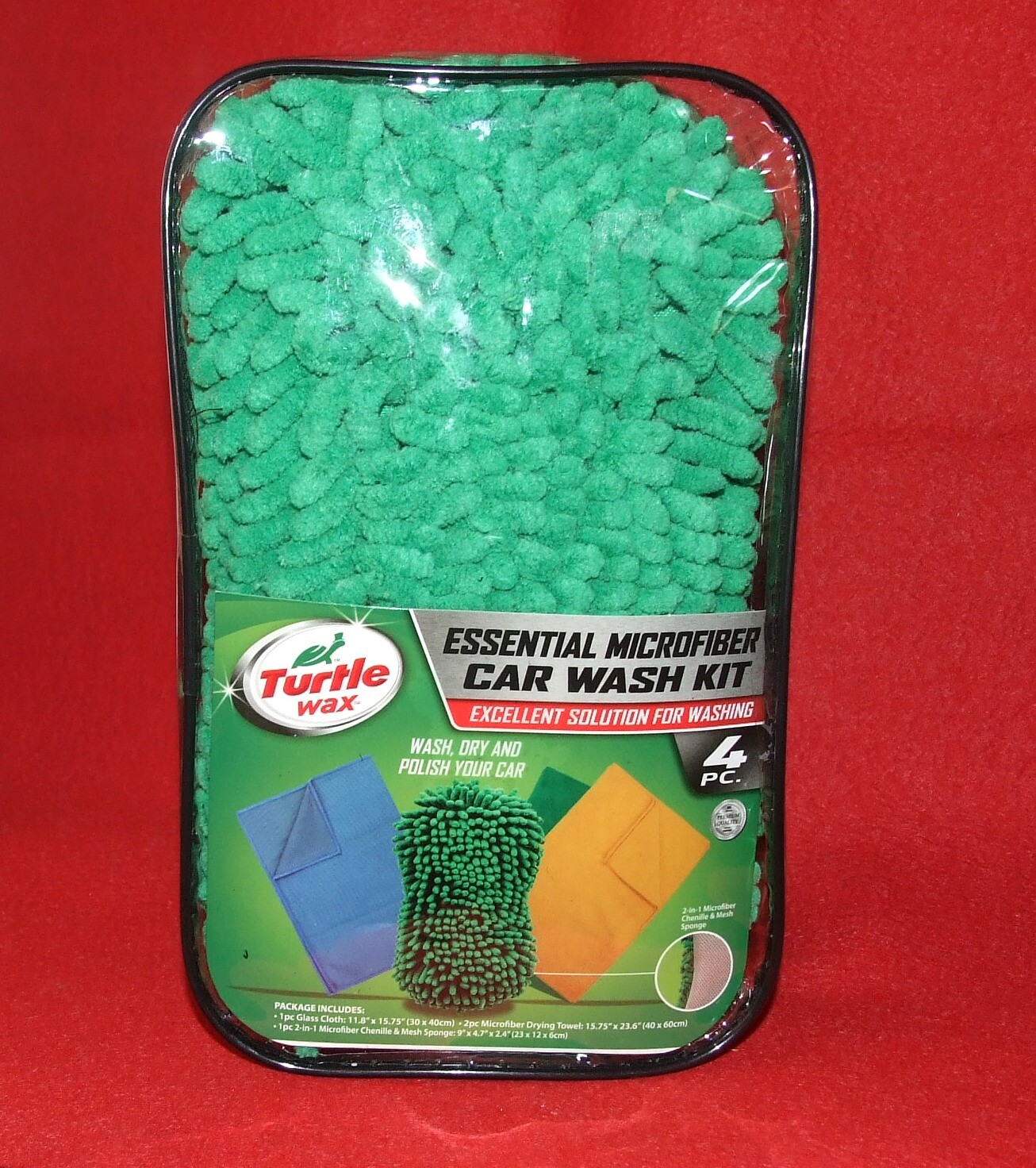 Turtle Wax Essential Microfiber Car Wash Kit – 4 Piece – Wash, Dry, Polish – NEW