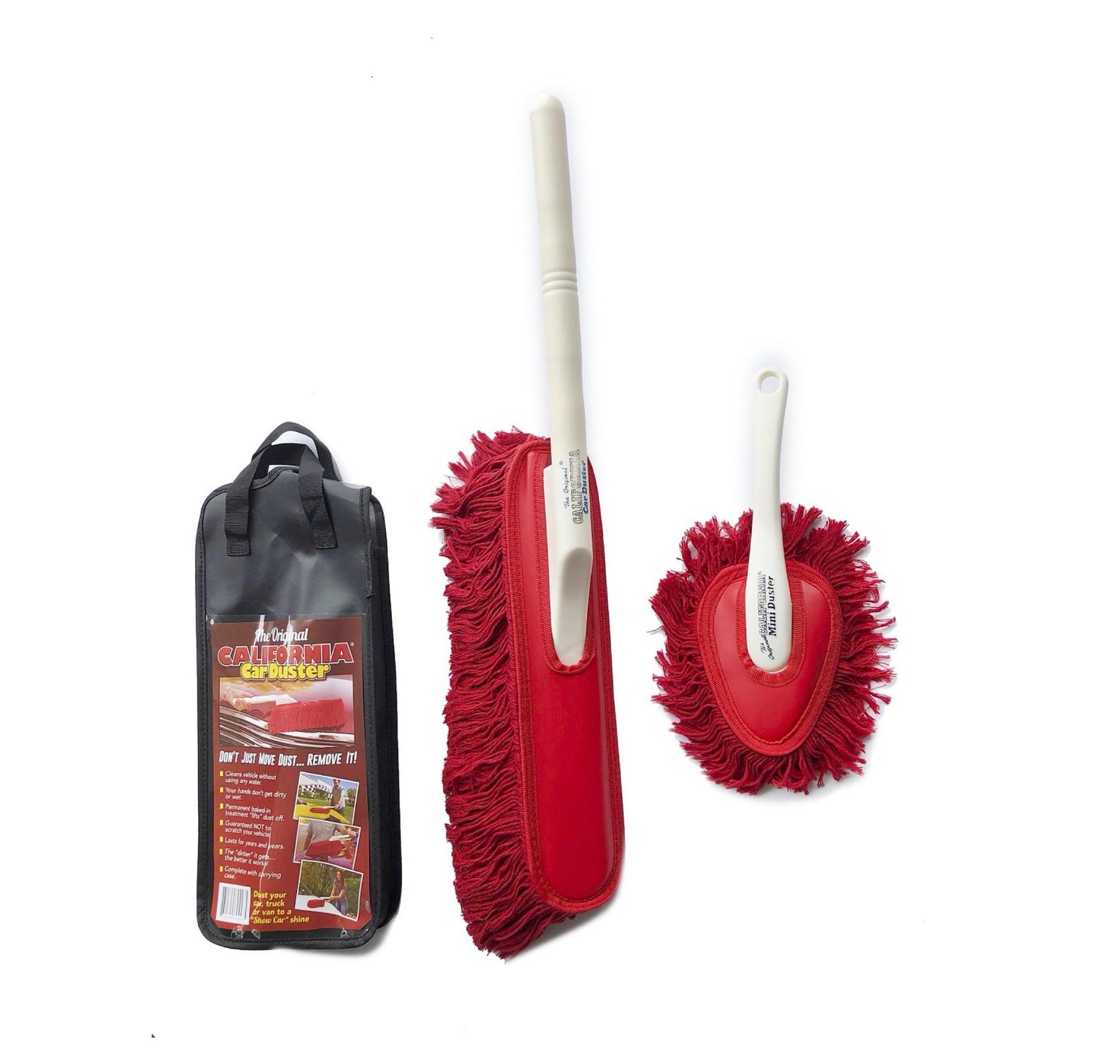 The Original California Car Duster Detailing Kit with Plastic Stock, Red
