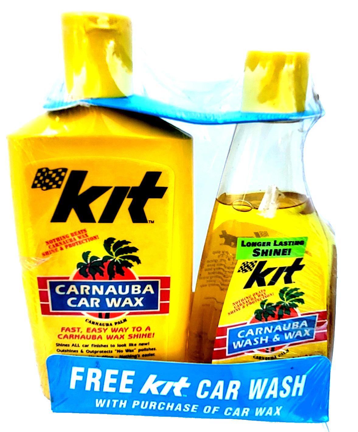 Kit Carnauba Liquid Car Wax & Carnauba Wash-Wax Long Lasting Shine Set 2 Bottles