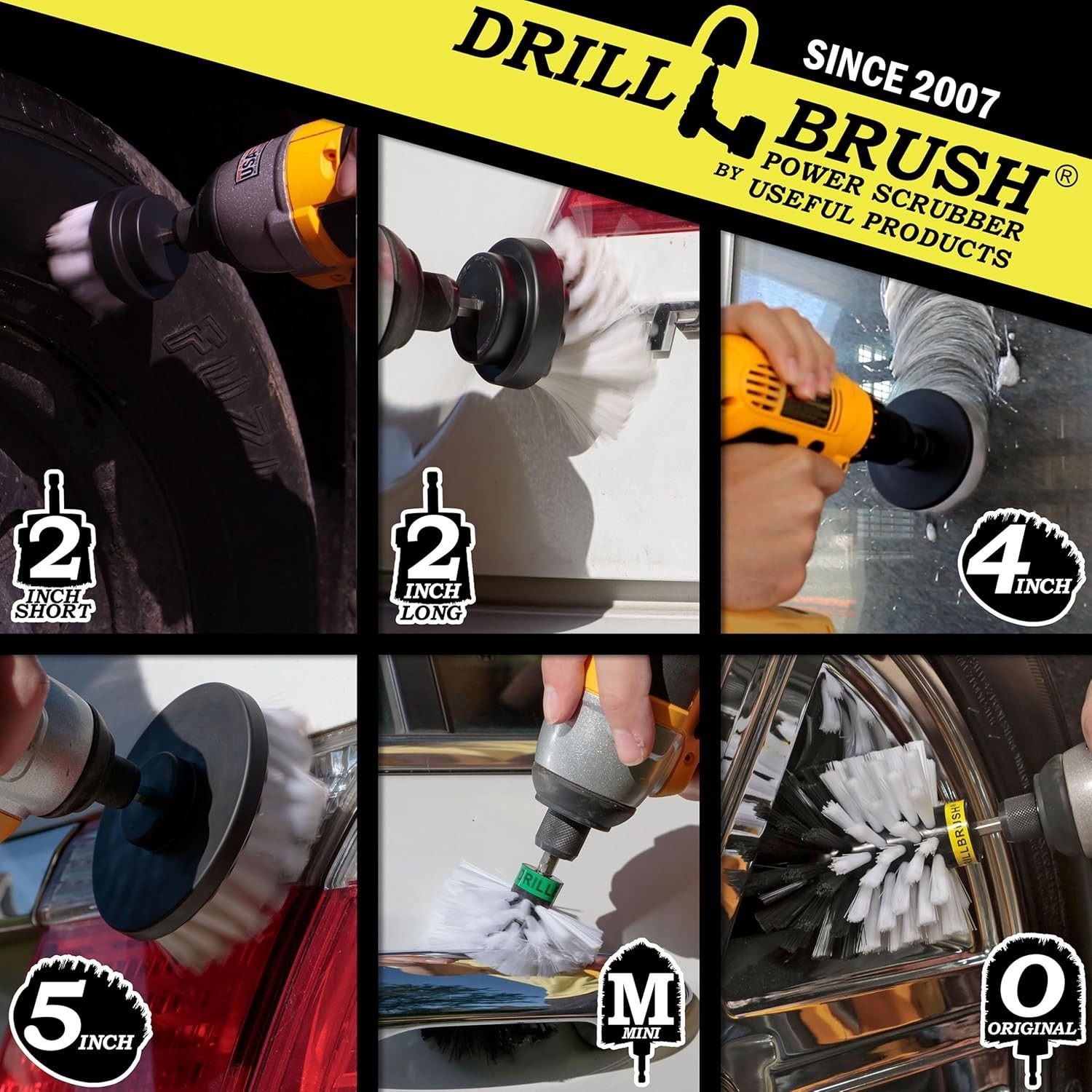 Spin Brush Drill Attachment Kit 6pc Automotive Interior & Exterior Cleaning