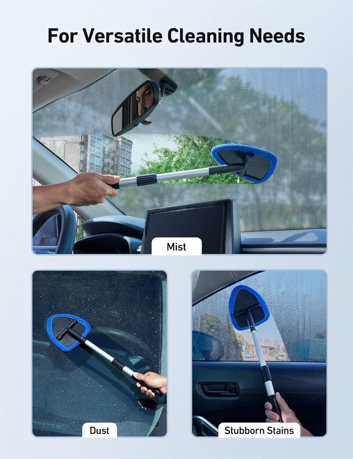 AstroAI Windshield Cleaner Tool Car Interior Detailing Cleaning Kit with Extenda