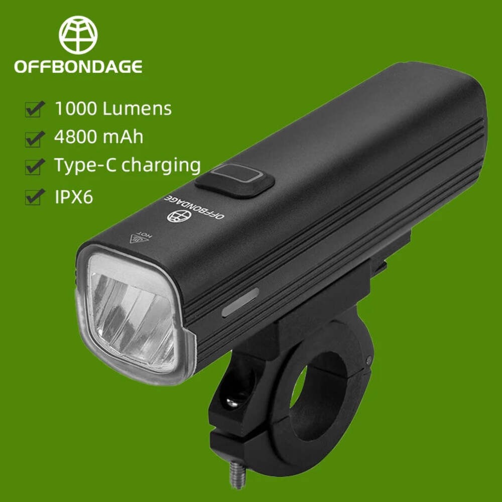 OFFBONDAGE Bike Front Light Rainproof USB Rechargeable Bicycle 1000LM