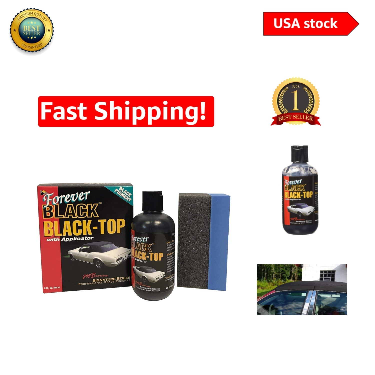 Forever Black Top Gel – 8oz Black Color Restorer for Vinyl & Plastic Surfaces