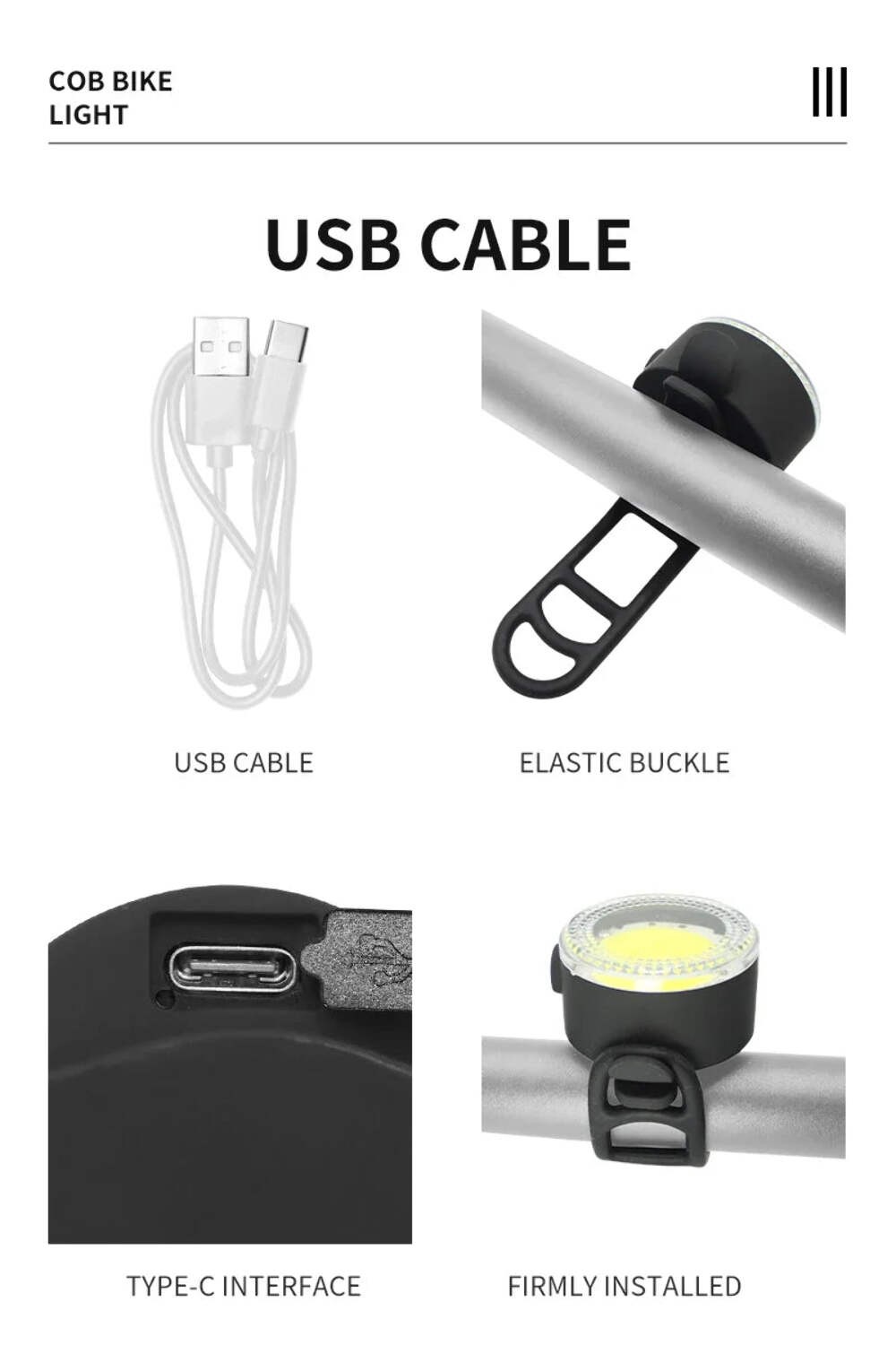 BUCKLOS Bike Light COB Front Rear Bicycle Lights LED Rechargeable Mountain Road