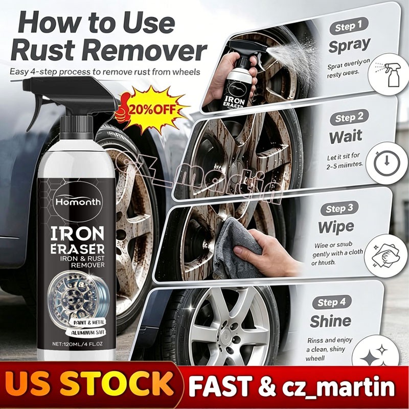 Iron Eraser Rust Remover Spray Car Wheel Paint Brake Dust Fast Cleaner New 2026
