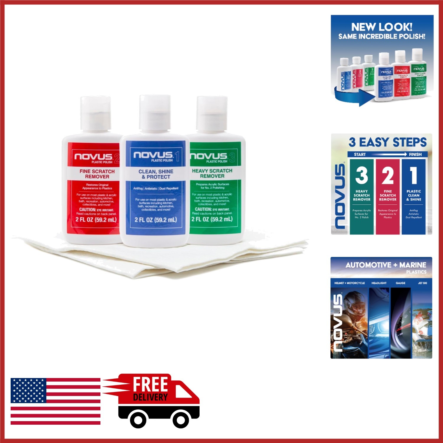 Multi-Surface Plastic Care Kit for Heavy Scratch Removal & Clarity Restoration