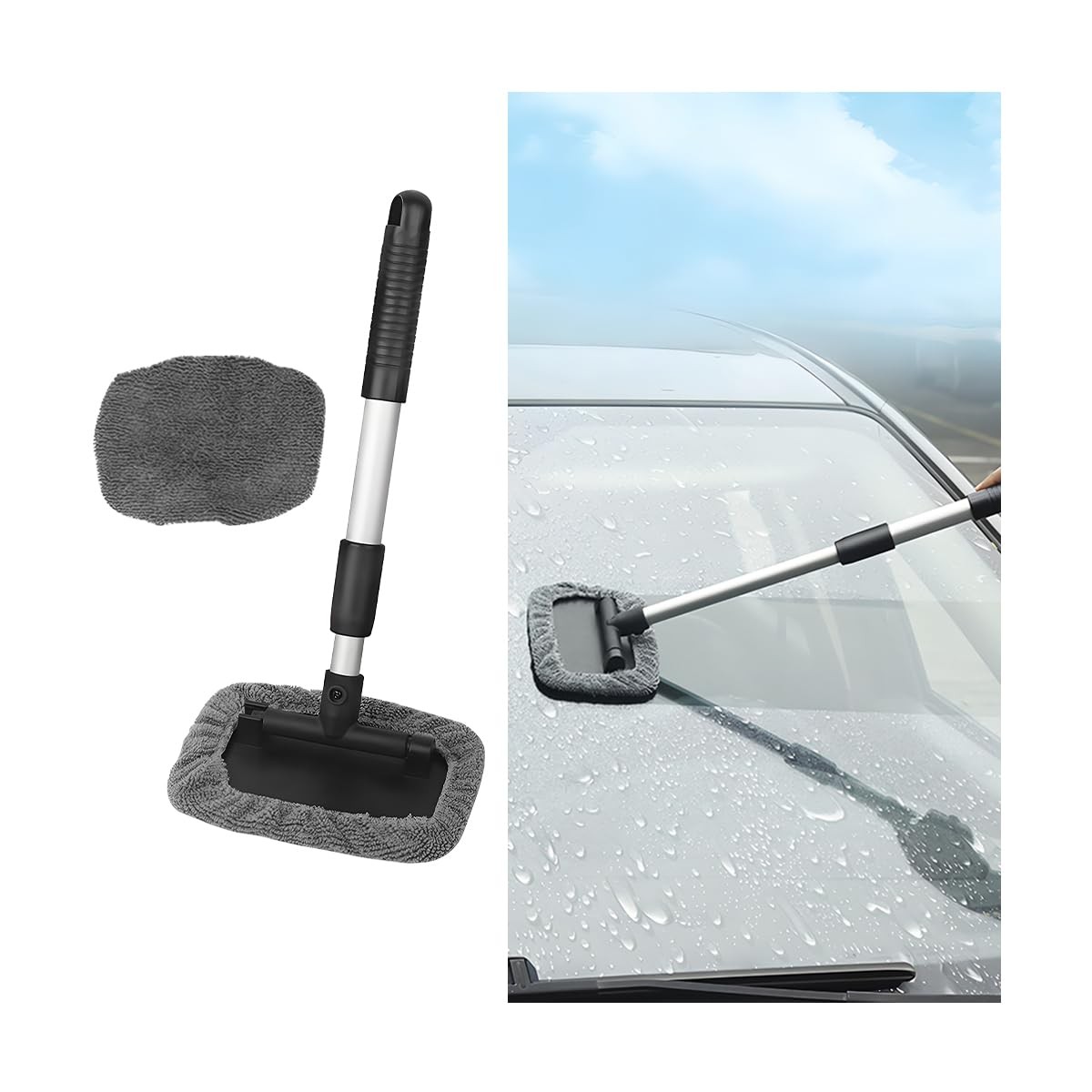 BESULEN Car Windshield Cleaner Tool, Extendable Handle Vehicle Window Wiper…