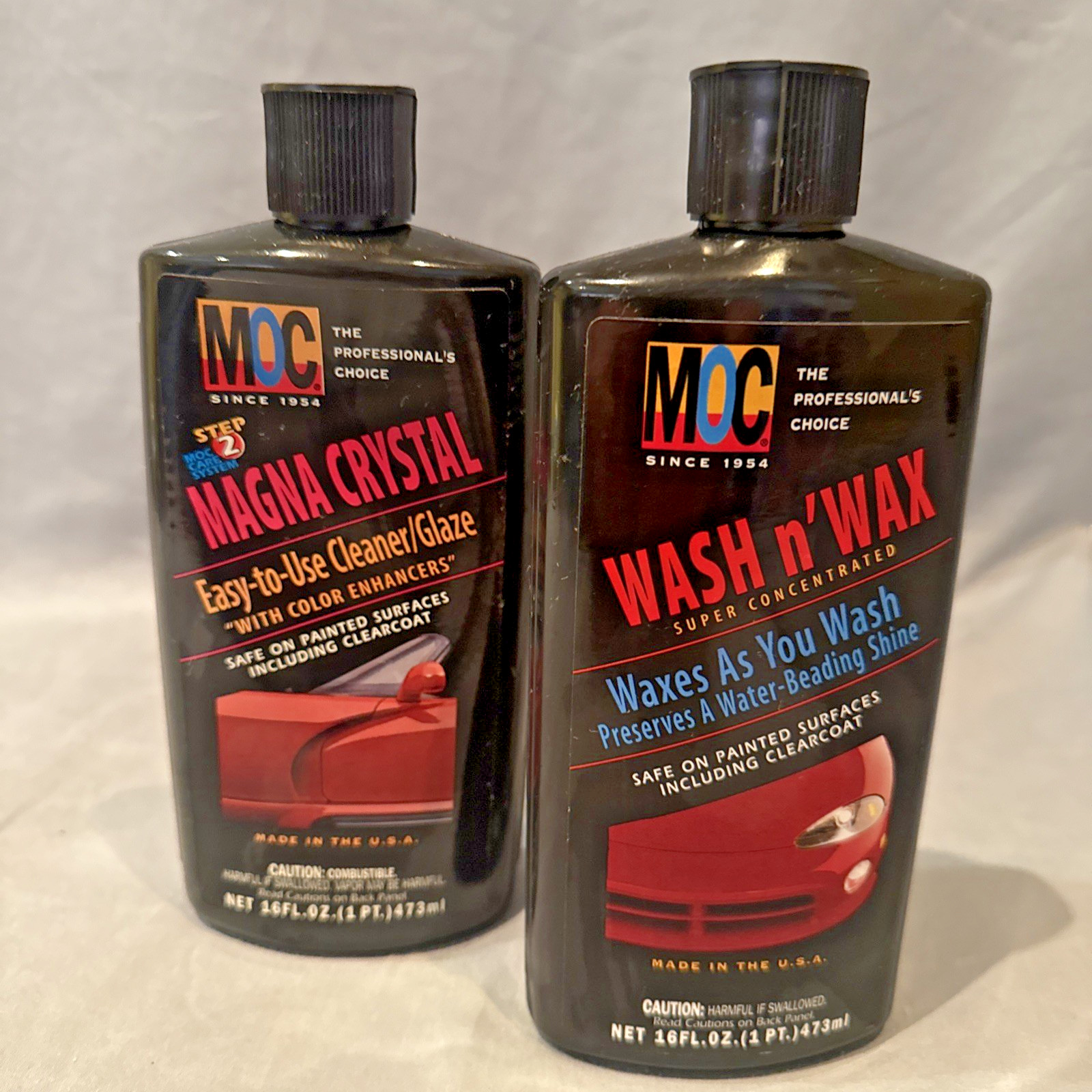 MOC Liquid Wash and Wax & Magna Crystal Cleaner / Glaze Shine Set 2 Bottles