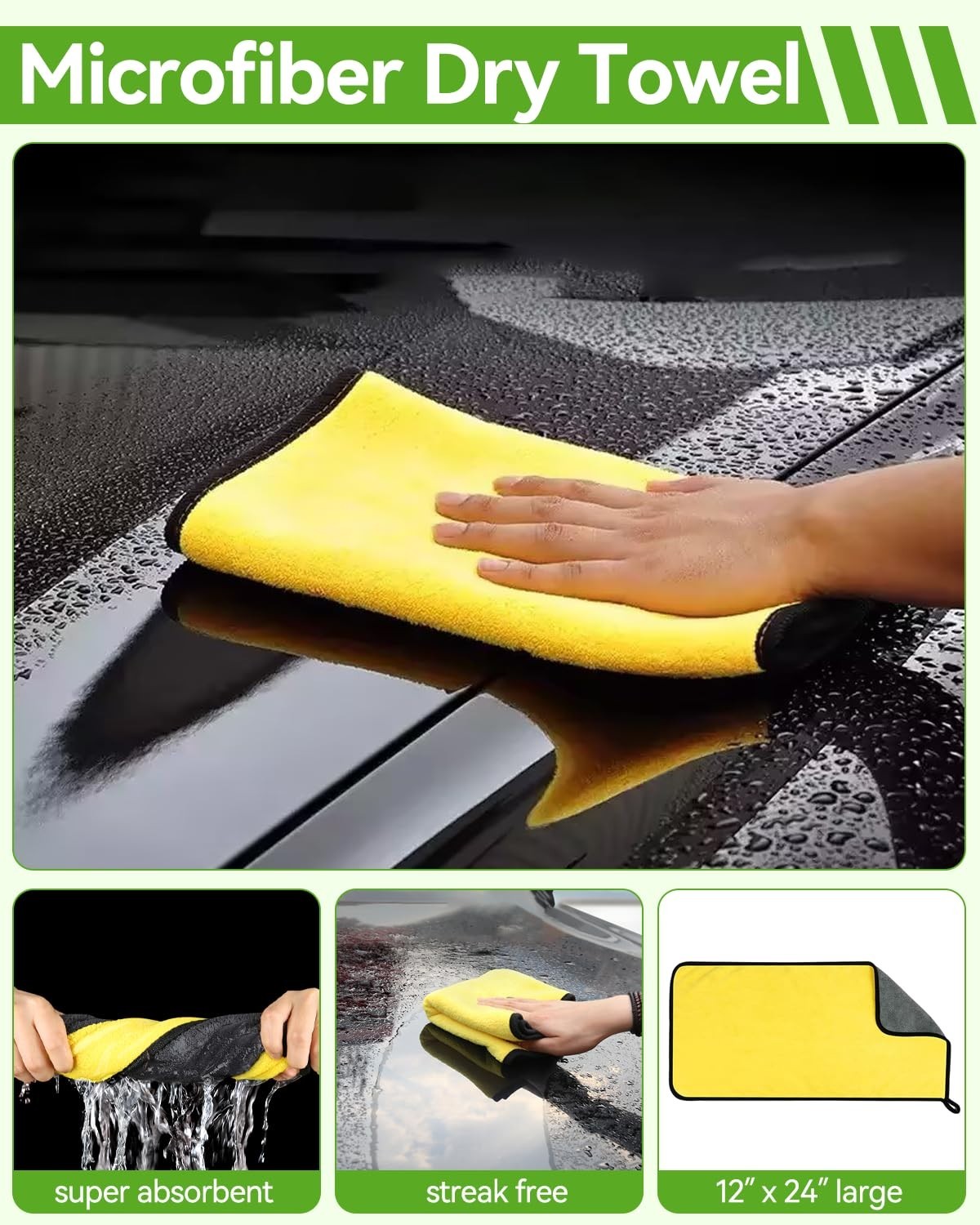 8Pcs Car Wash Kit – 62″ Long Handle Brush, Microfiber Cleaning Supplies for Cars