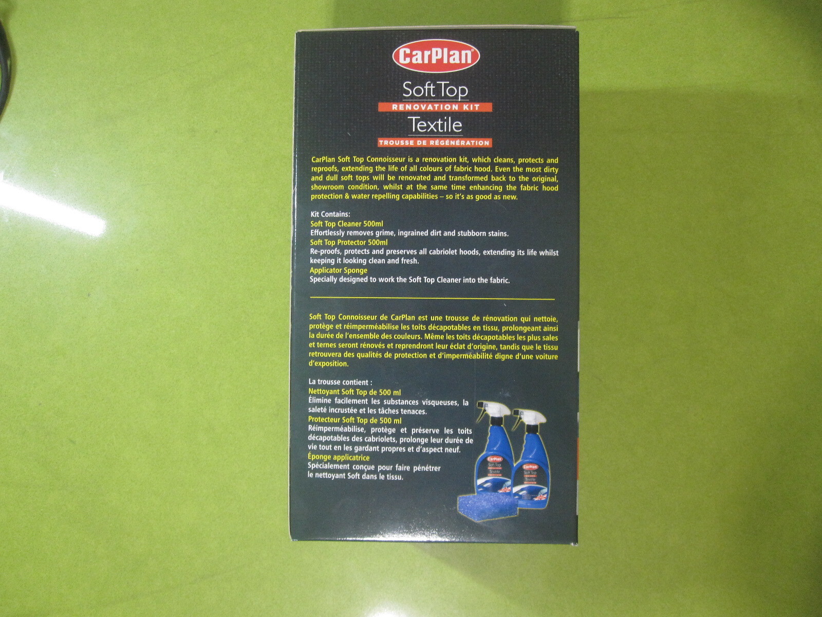 CARPLAN SOFT TOP CLEANER & PROTECTOR KIT – CARS – BOAT FABRIC CANVAS – MOHAIR