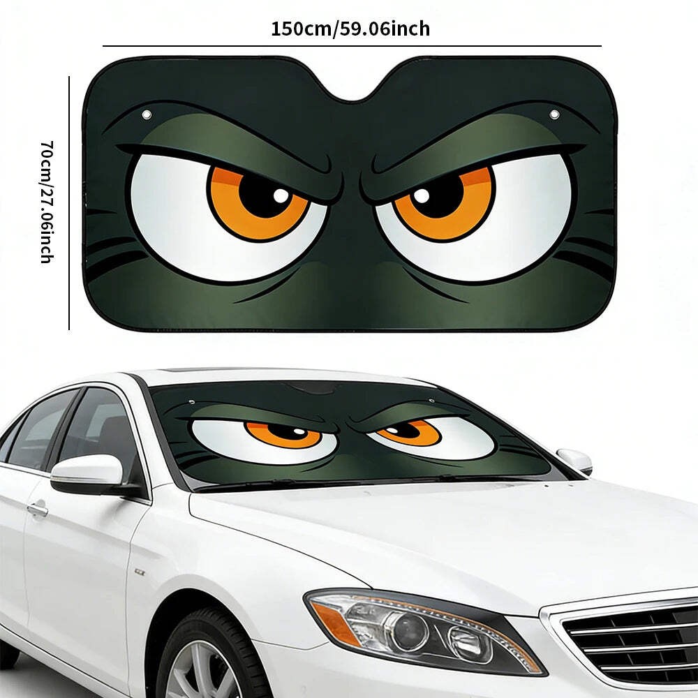 Cartoon Angry Eyes Car Windshield Sun Shade Universal Car Windshield Sun Visor