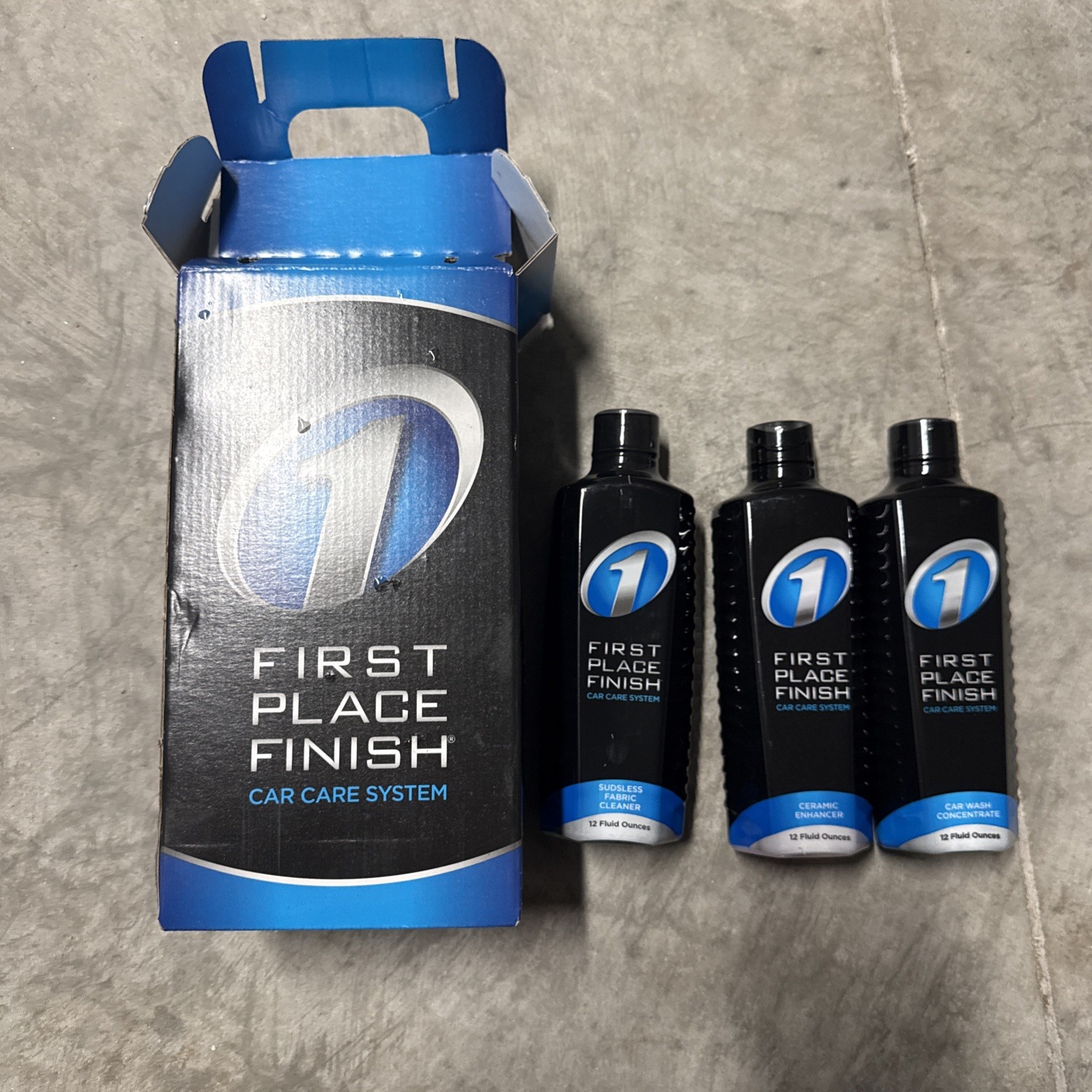 First Place Finish Car Care System Bottle & Box Set Cleaner, Enhancer, Wash NEW