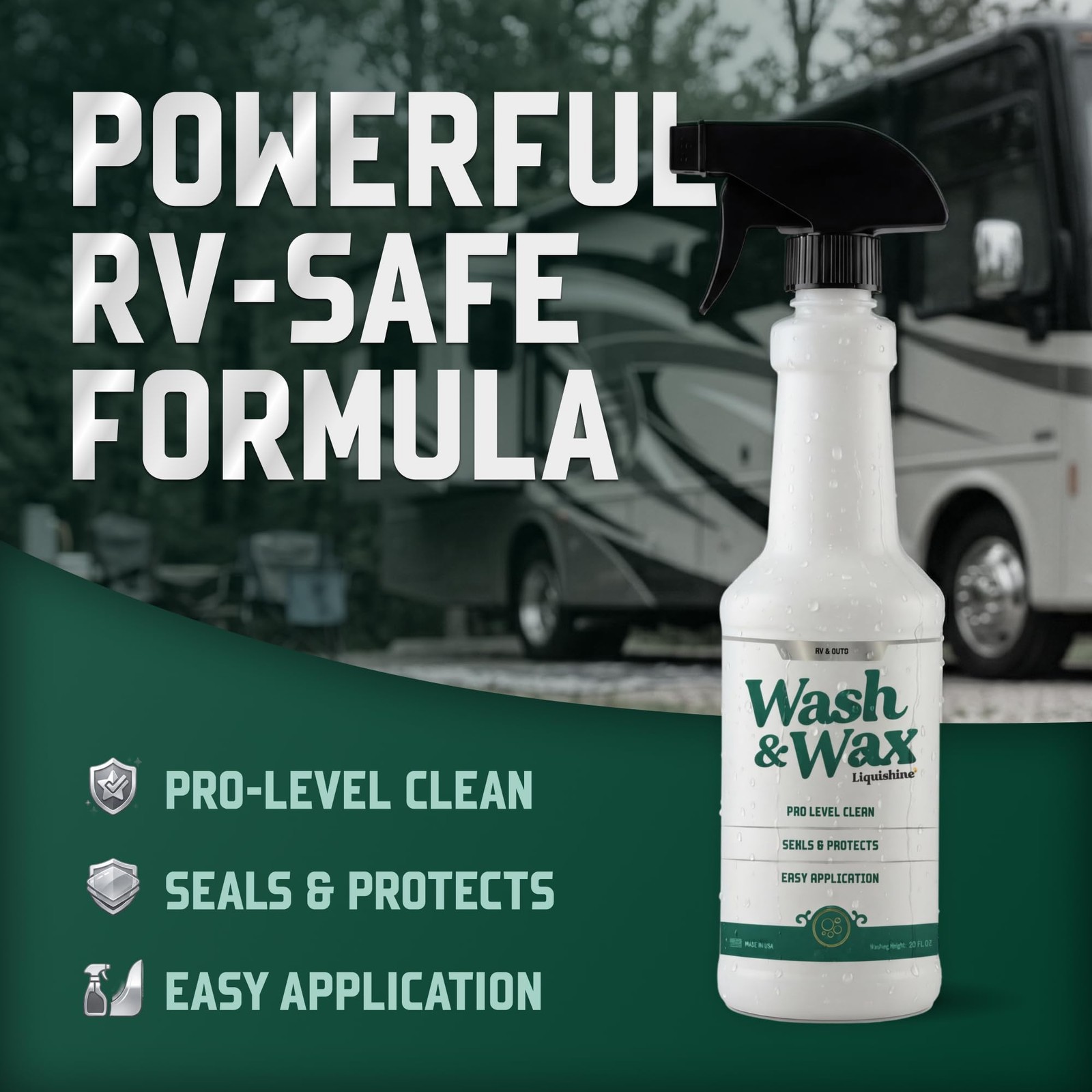 Liquishine Wash & Wax RV Cleaner, 2-in-1 Exterior 20 Fl Oz (Pack of 1)