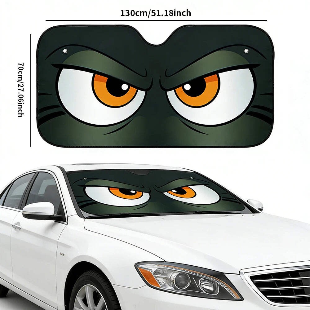 Cartoon Angry Eyes Car Windshield Sun Shade Universal Car Windshield Sun Visor
