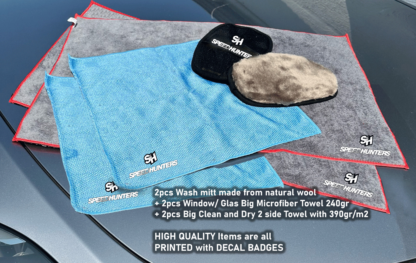 6Pack Car care Microfiber Detailing Speedhunters Wash Mitt dry Towel Cleaning