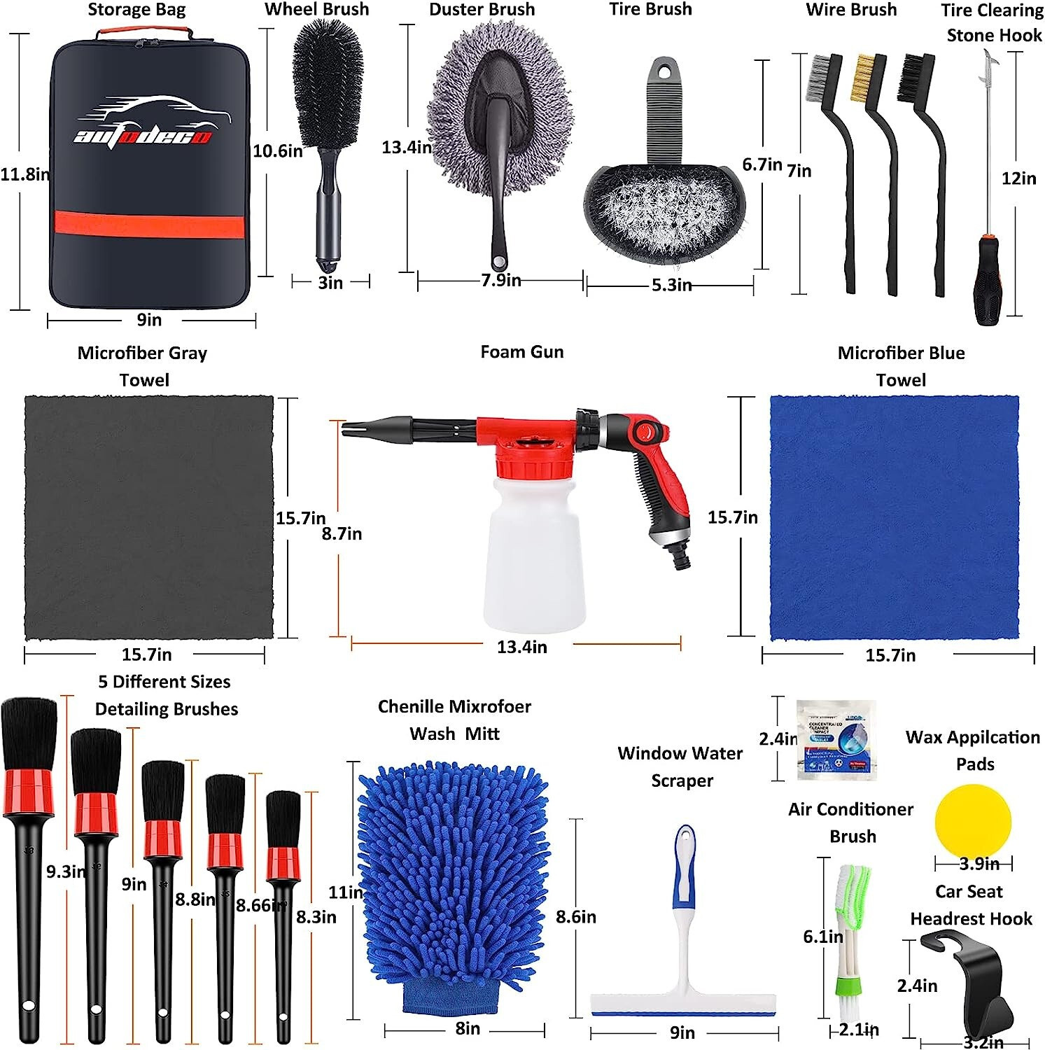 Car Wash Cleaning Kit Interior Exterior Auto Detailing Set Foam Gun Sprayer Tire