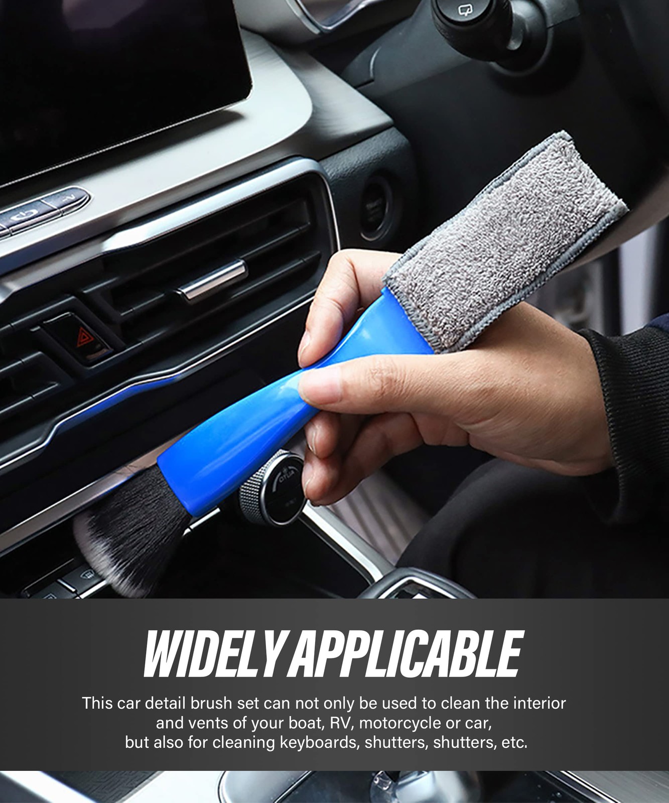 Reswish Universal 2 in 1 Duster for Car Clean,Car Bursh Tool,Double Head Blue