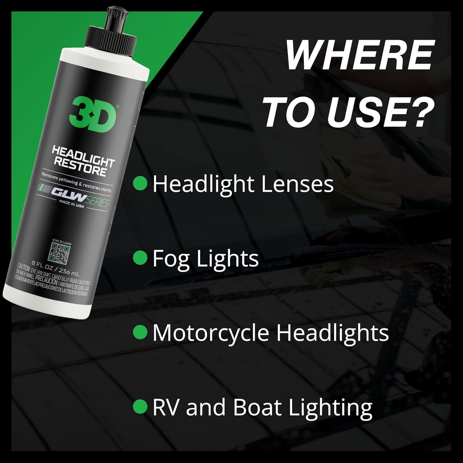 GLW Series Headlight Restore – 2-Step Kit Removes Oxidation, Scratches & Yell…