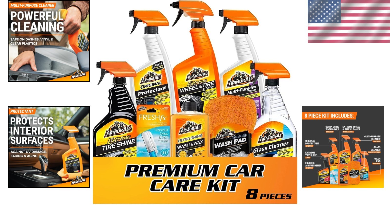 8-Count Car Care Kit: Unleash Showroom Shine with Essential Cleaners