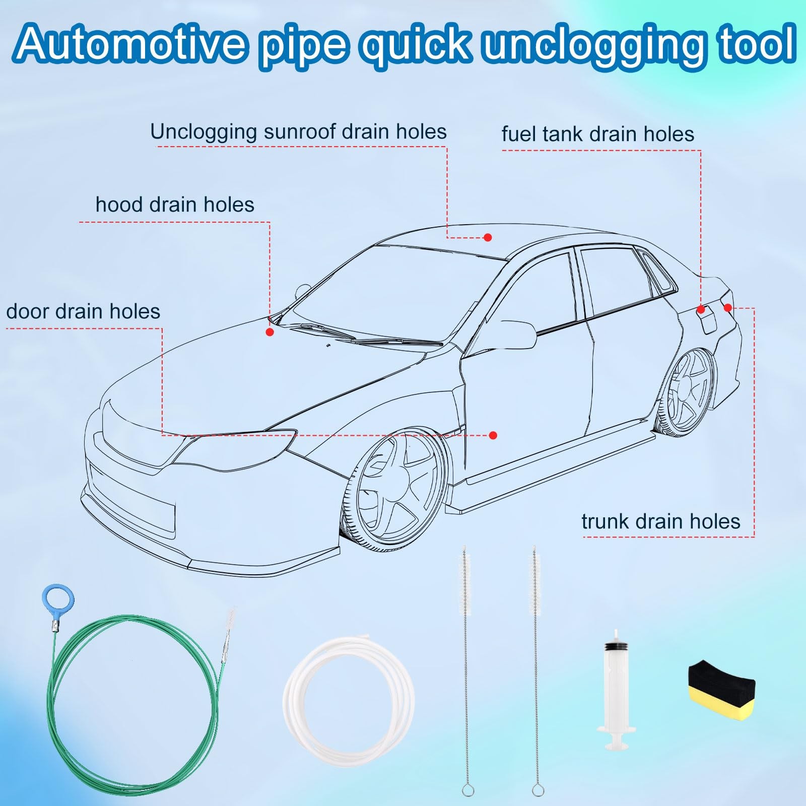 Car Sunroof Drain Cleaning Tool, Extra Long 1 Count (Pack of 1), Multicolor