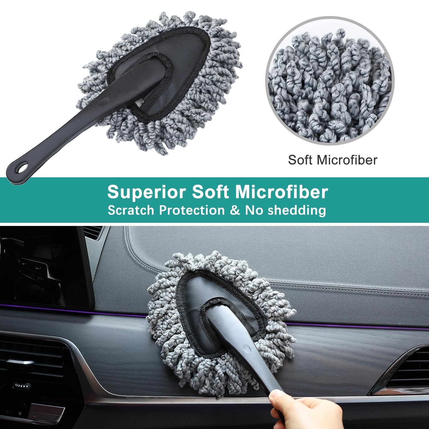 2 Pack Super Soft Microfiber Duster Brush, Dusting Tool, Cleaning White