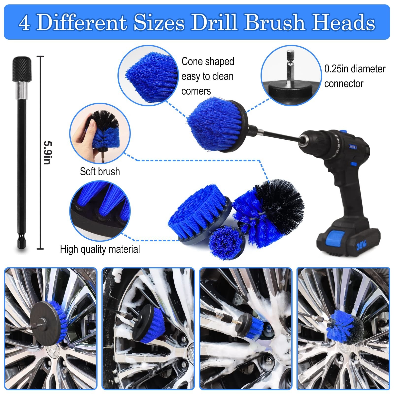 27Pcs Car Detailing Kit – Complete Car Cleaning Brushes, Drill Brush Set, Access