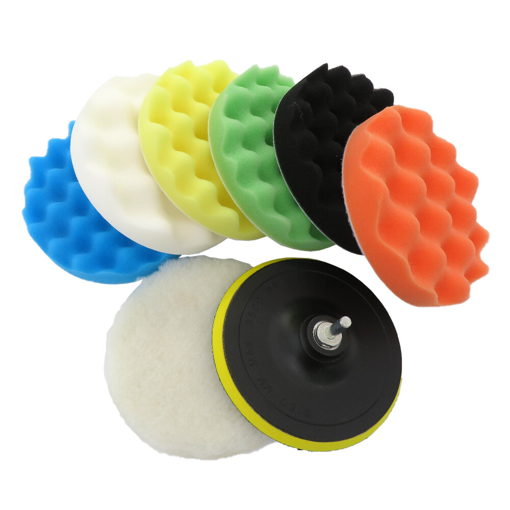 BUFFER KIT FOR ALL TYPES OF POLISHING – 7 PIECES + PLATE DIAMETER 150 mm