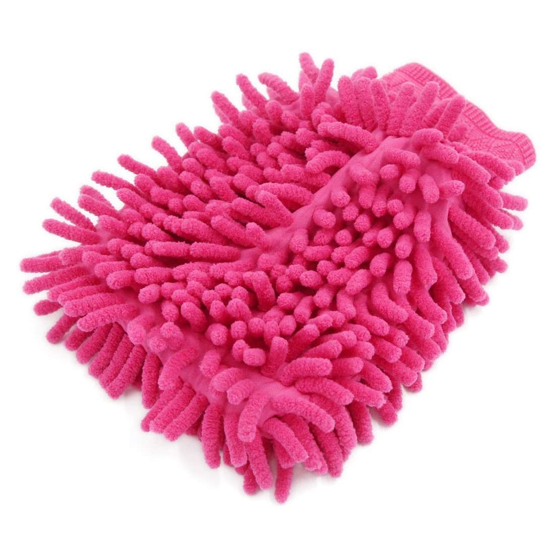 Car Vehicle Cleaning Fuchsia Microfiber Chenille Mitten Glove Brush Cleaner