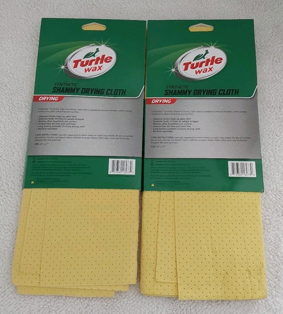 Turtle Wax Synthetic Shammy Drying Cloth 2 Pack 26″x 27″ Machine Washable
