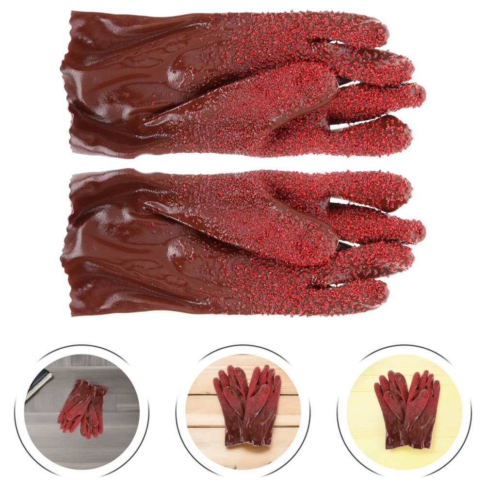 2 Pairs Non-slip Cleaning Gloves Kitchen Dishwashing Heavy Duty Water