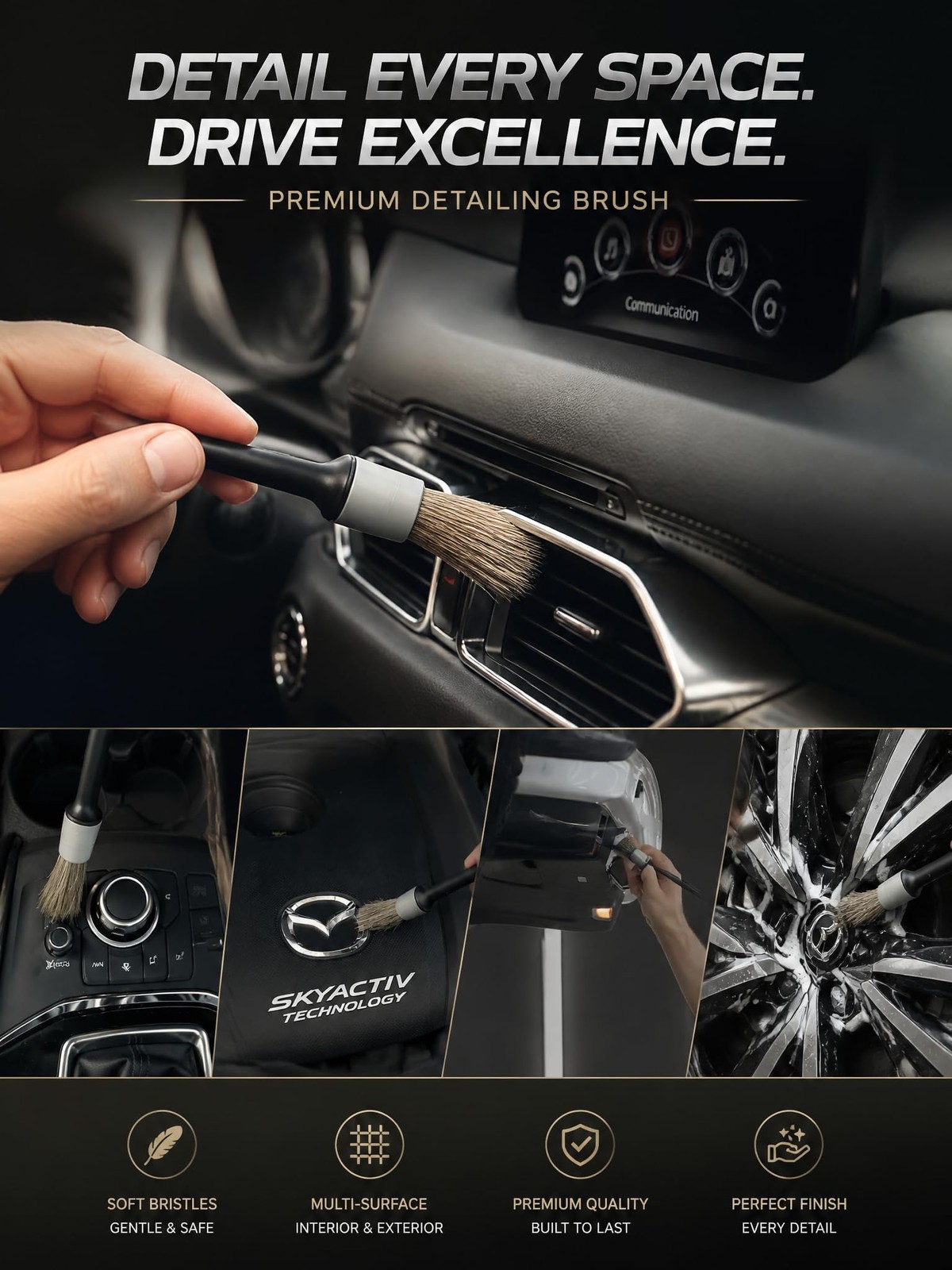 TAKAVU Complete Car Detailing Brush Kit 5,